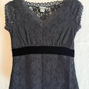 Ann Taylor Blouse Black SZ Small